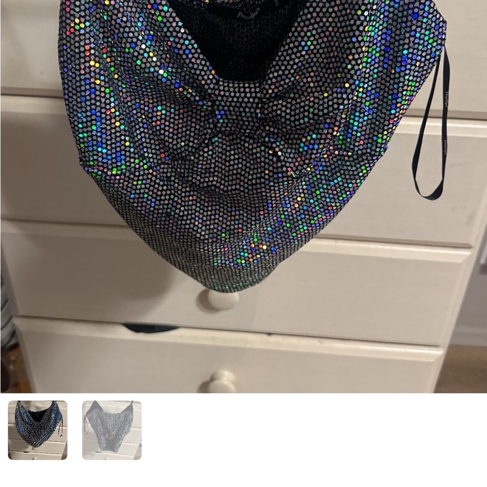 Holographic Sequin Drawstring Bag